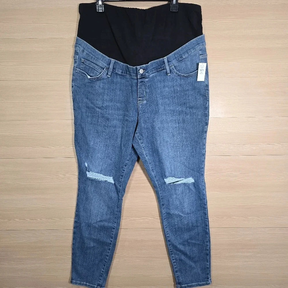 NWT Gap Maternity True Waistband Full Panel True Skinny Jeans Blue Plus 34‎ 18R - Picture 3 of 10